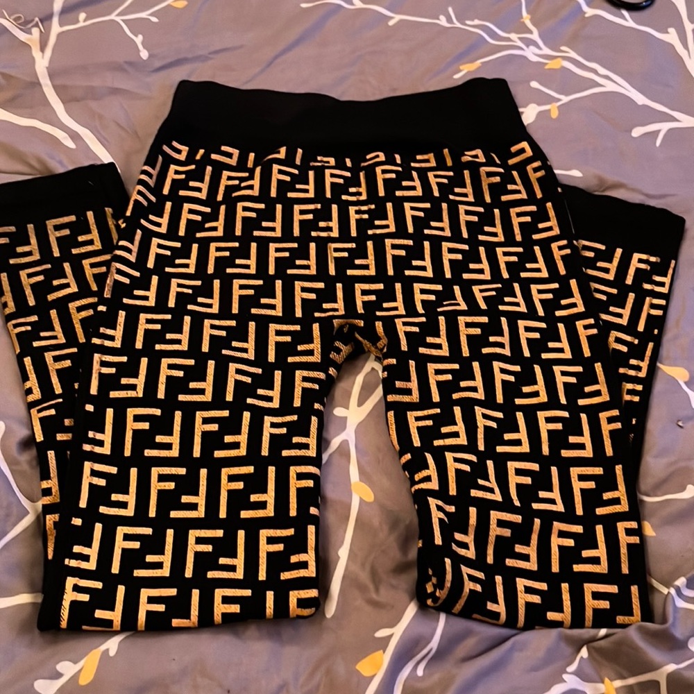 Black and orange active pants
